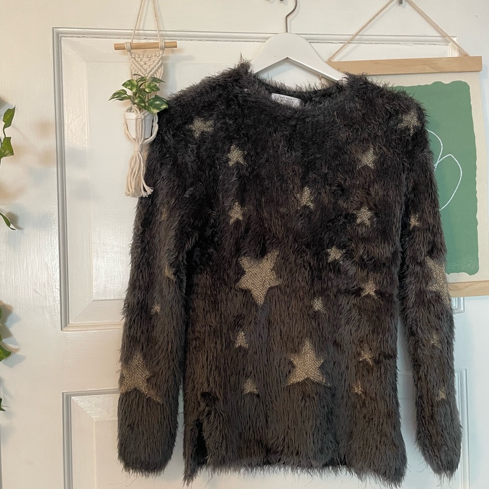 Gray and gold star sweater